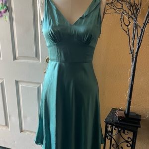 Turquoise silk dress